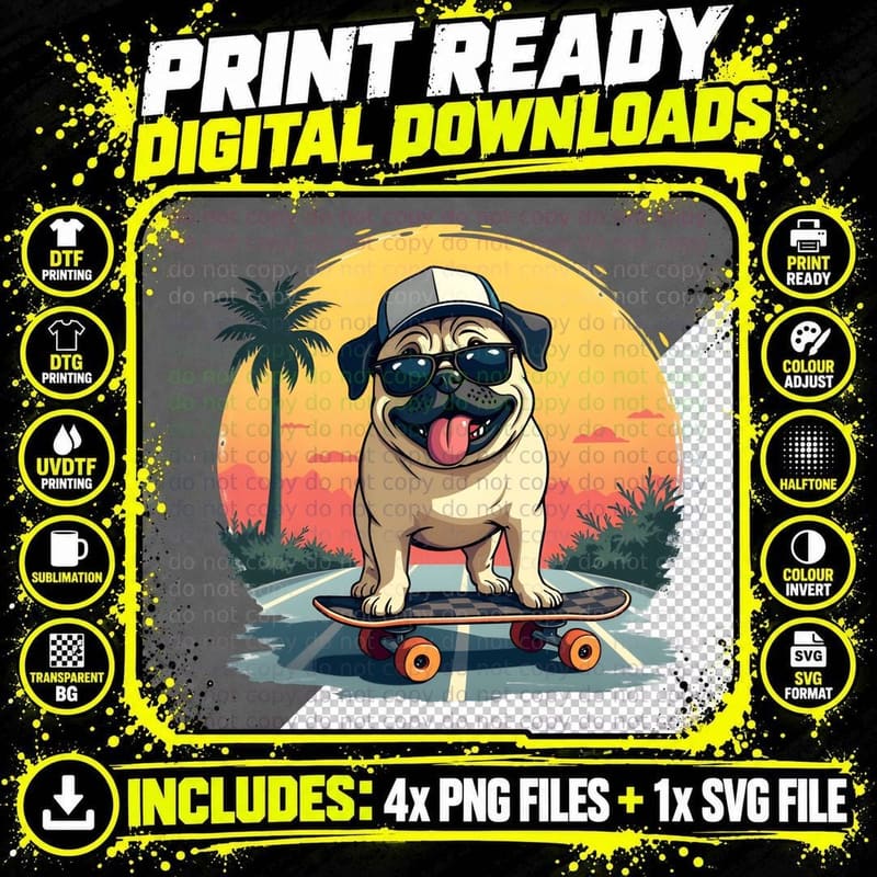 Funny Pug Dog Dad Shirt, Pet Lover Tee for Men Png SVG Digital Bundle