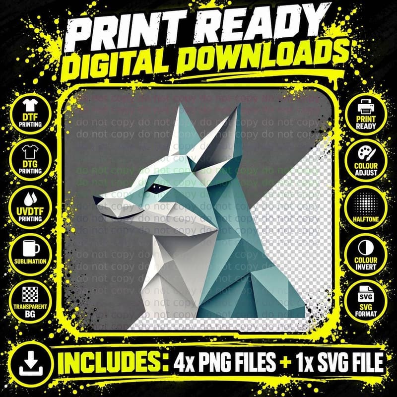 Geometric Arctic Fox Gift T-Shirt Png SVG Digital Bundle
