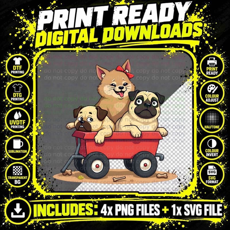 Goofy Piled Dogs Graphic, Dog Lover Humour 7 T-Shirt Png SVG Digital Bundle