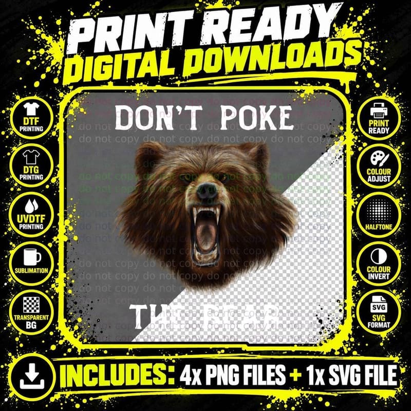 Grumpy Bear Mom or Dad Grizzly Bear Gift T-Shirt Png SVG Digital Bundle
