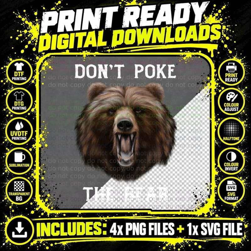 Grumpy Bear Mom or Dad Grizzly Bear T-Shirt Png SVG Digital Bundle