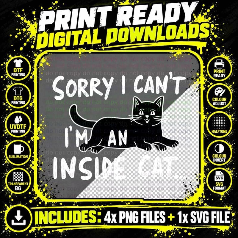 Humorous Inside Cat, Funny Cat Lover Gift Png SVG Digital Bundle