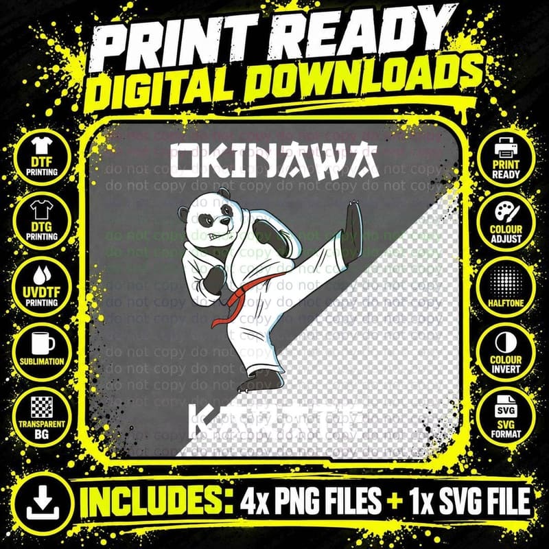 Karate Panda - Karate Japanese Martial Arts T-Shirt Png SVG Digital Bundle