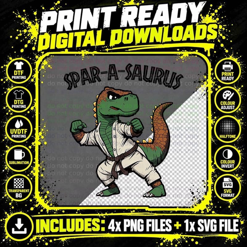Kids Taekwondo Dinosaur Boys Trex Martial Arts Png SVG Digital Bundle