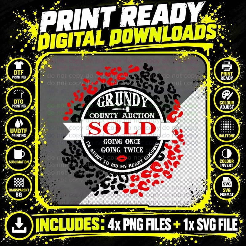 Leopard Cow Grundy County Auction Western Country Farm Png SVG Digital Bundle