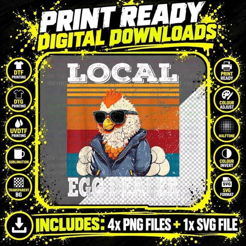 Local Egg Dealer Funny Egg Peddler Chicken Egg Farmer Png SVG Digital Bundle