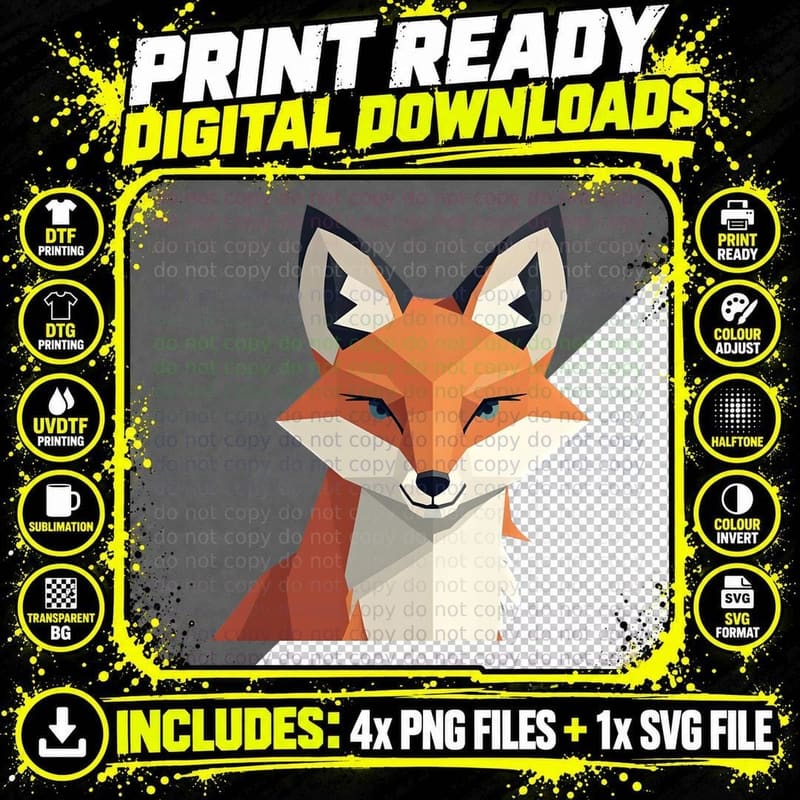 Low Poly Fox Winter T-Shirt Png SVG Digital Bundle