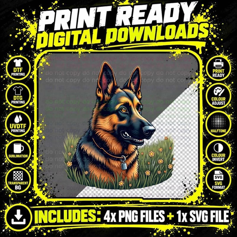 Majestic German Shepherd Dog Lover, Wild Animal T-Shirt Png SVG Digital Bundle