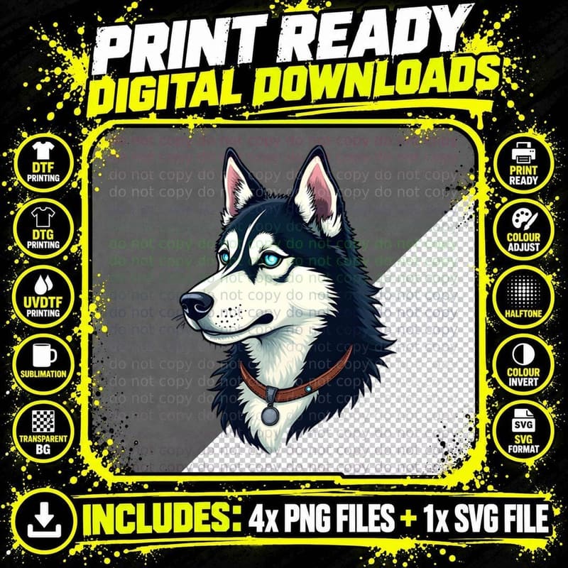 Majestic Siberian Husky Dog Lover, Wild Animal T-Shirt Png SVG Digital Bundle