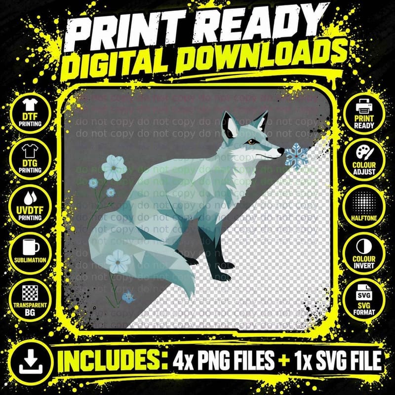 Minimalist Arctic Fox Winter T-Shirt Png SVG Digital Bundle