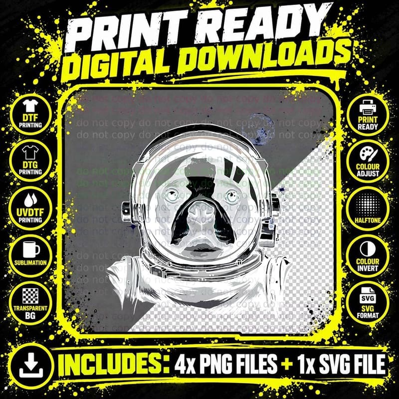 Outer Space Astronaut Boston Bull Terrier Dog Astronomy Png SVG Digital Bundle