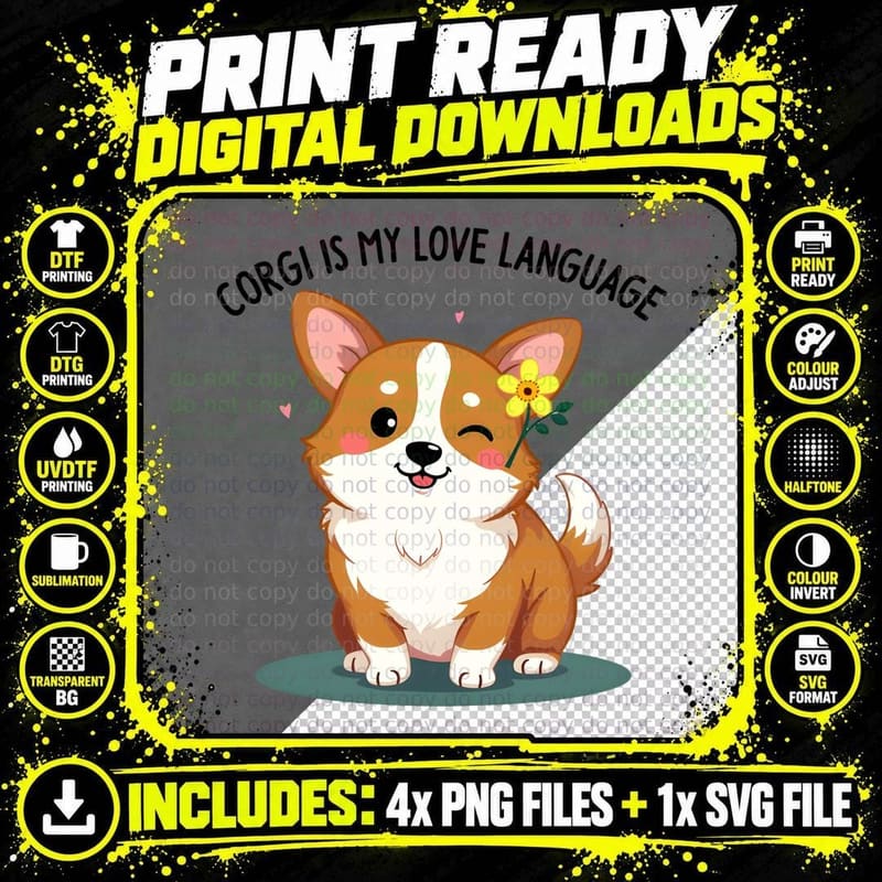 Pembroke Welsh Corgi Funny Shirt, Cute Cartoon Dog Lover Png SVG Digital Bundle