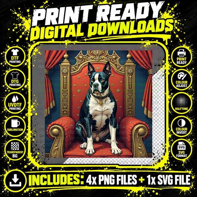 Royal American Staff Terrier Dog Tapestry T-Shirt Png SVG Digital Bundle