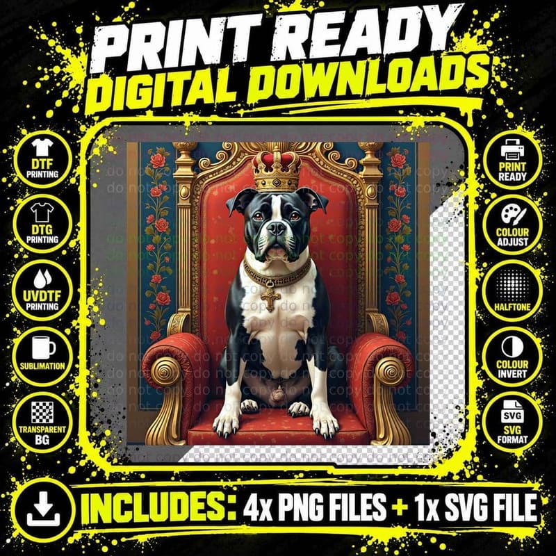Royal Pocket American Bully Dog Tapestry T-Shirt Png SVG Digital Bundle