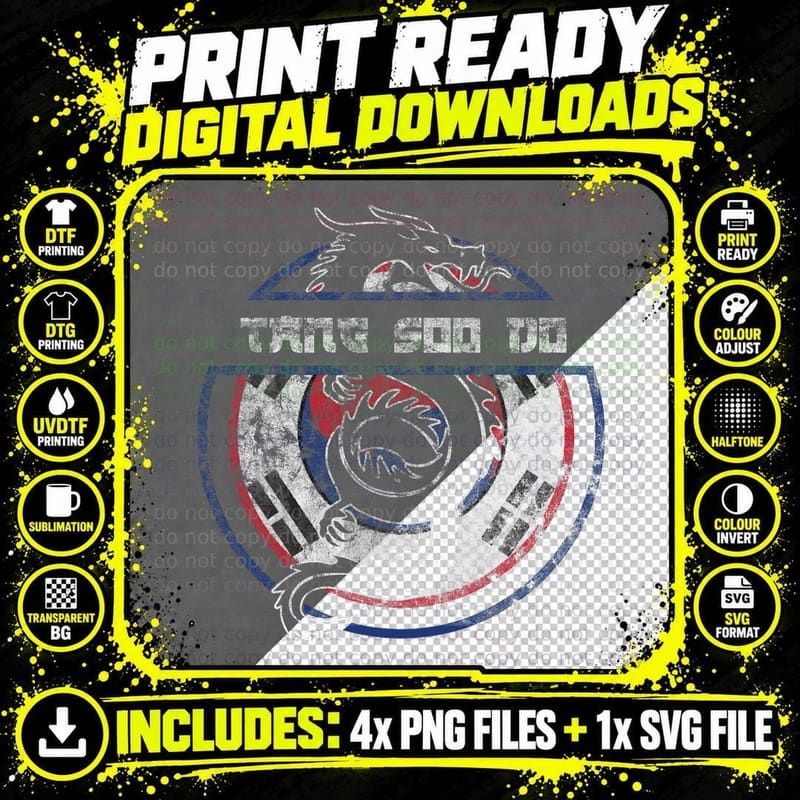 Tang Soo Do Shirt Martial Arts Gift Dragon Korean Flag Png SVG Digital Bundle