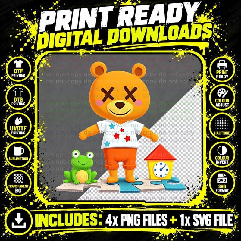 Teddy Bear Puzzle Jigsaw T-Shirt Png SVG Digital Bundle