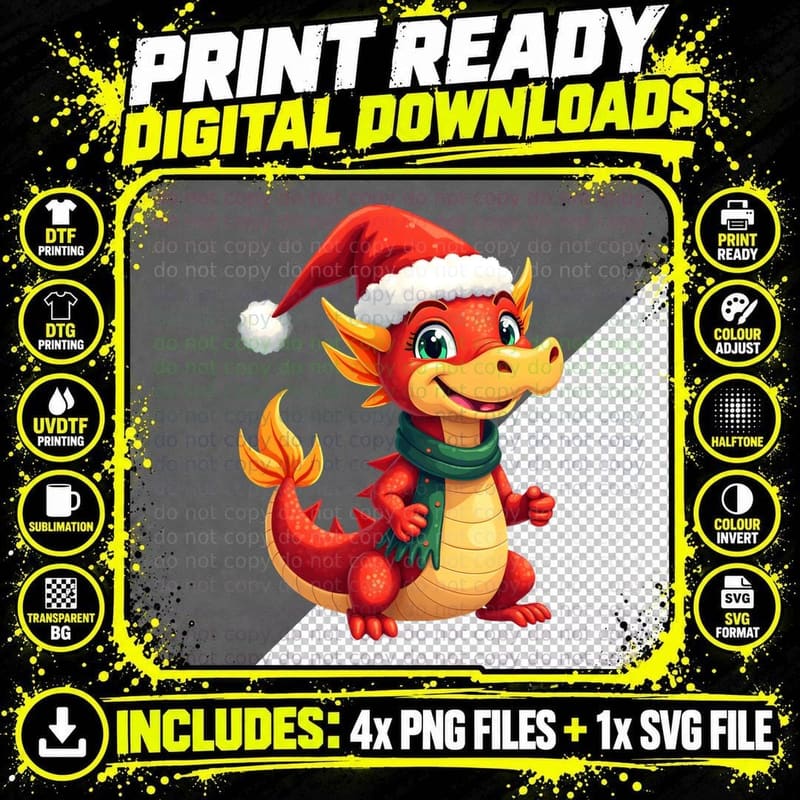 Vibrant Welsh Dragon Holiday T-Shirt Png SVG Digital Bundle