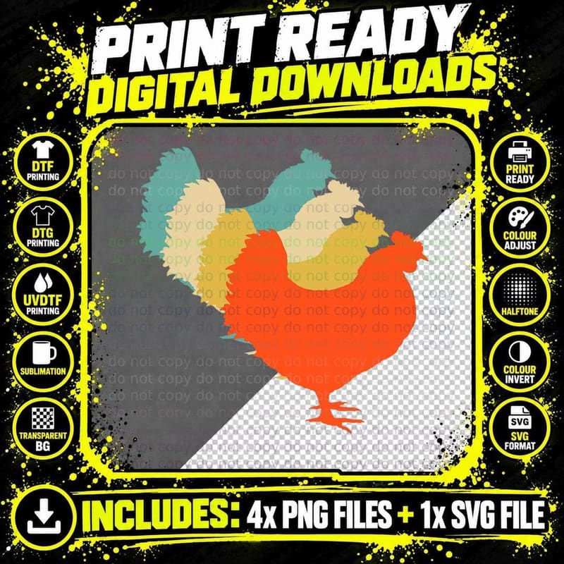 Vintage Chickens Gift Chicken Pet Farm Poultry Farmer Png SVG Digital Bundle