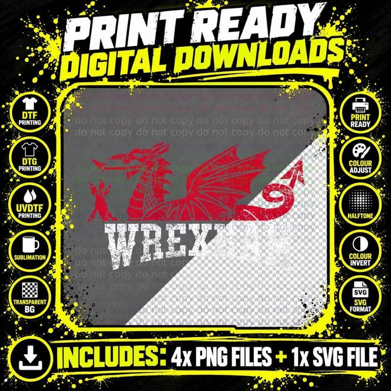 Wrexham Wales Red Dragon Wrecsam, Pet Lover Gift T-Shirt Png SVG Digital Bundle