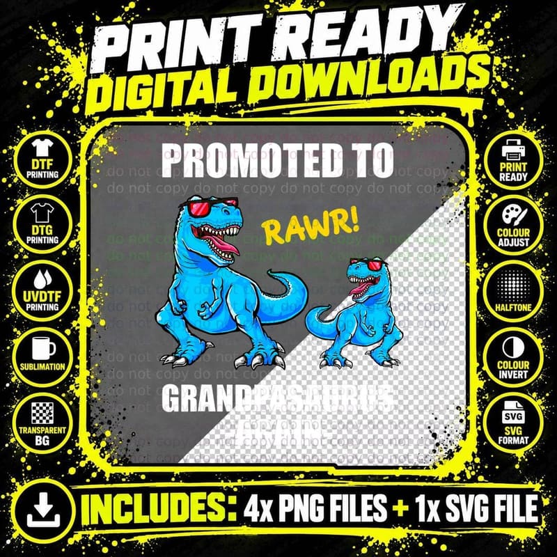Baby Announcement Dinosaur Shirts, Promoted to Png SVG Digital Bundle