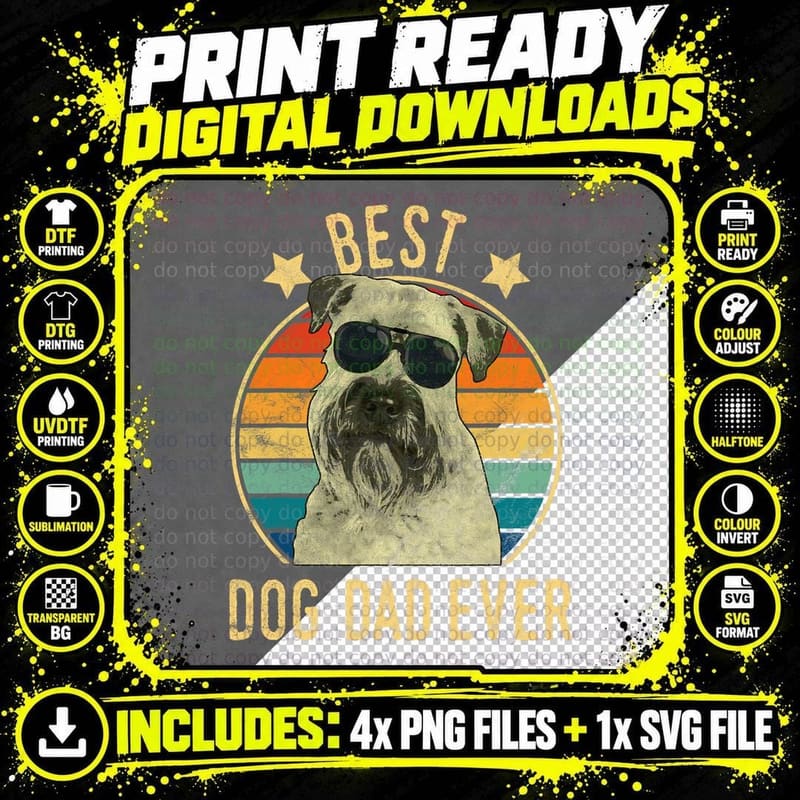 Best Dog Dad Ever Soft Coated Wheaten Terrier Father's Png SVG Digital Bundle