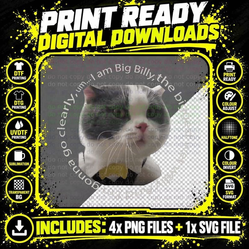 Big Billy Cat Lover Shirt, Cat Dad Shirt Png SVG Digital Bundle