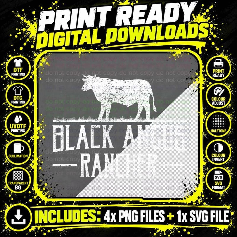 Black Angus Cow Rancher Funny Beef Cattle Meat Farmer Png SVG Digital Bundle