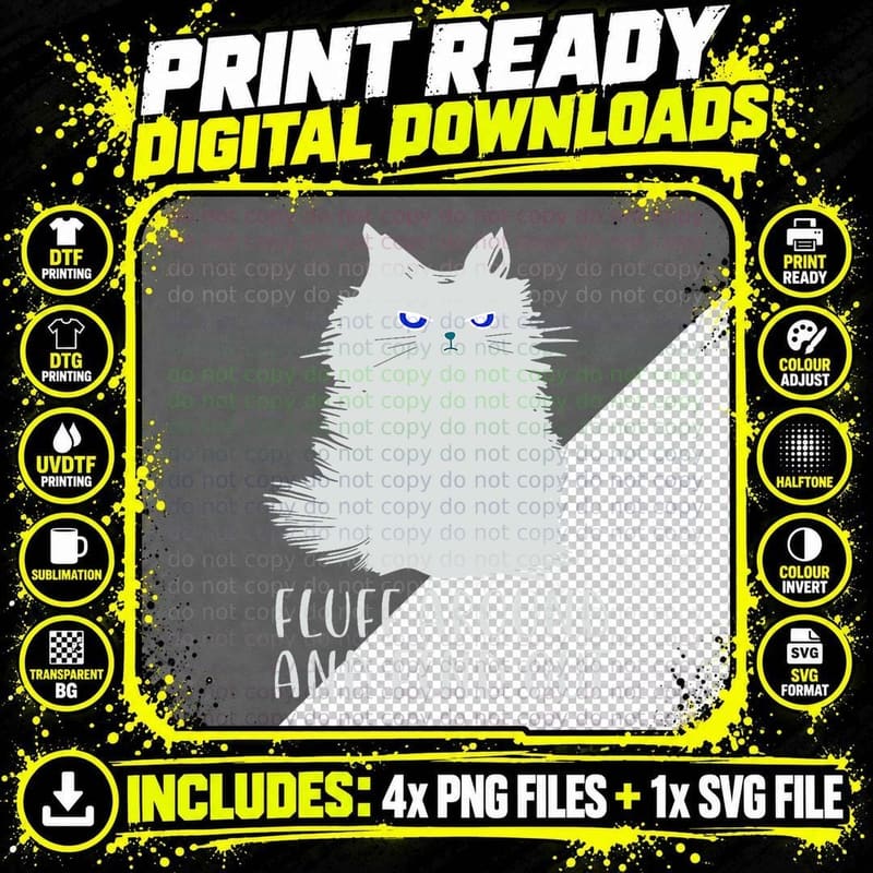 Black Cat Shirts for Women, Fluff Around Funny Png SVG Digital Bundle