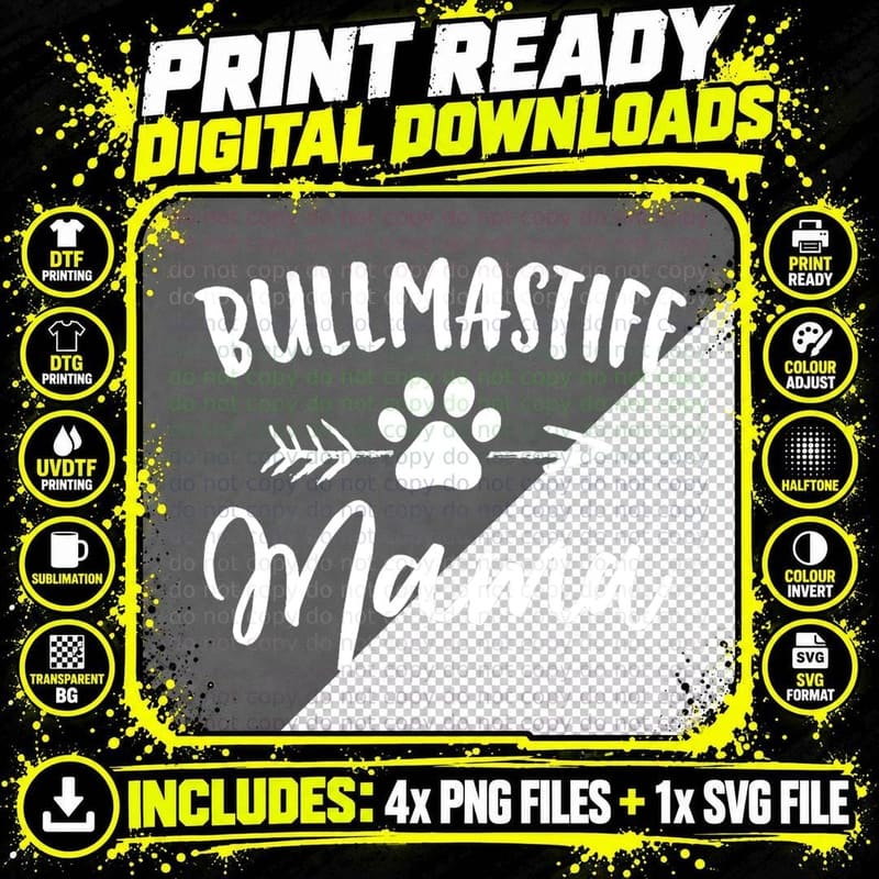 Bullmastiff Mama Bullmastiff Lover Owner Gift Dog Mom Png SVG Digital Bundle