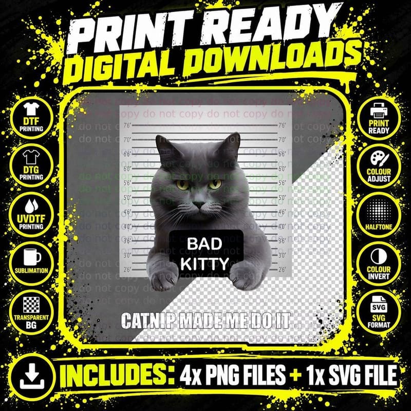 Catnip Made Me Do It - Funny Cat Shirts for Cat Dadmom Png SVG Digital Bundle