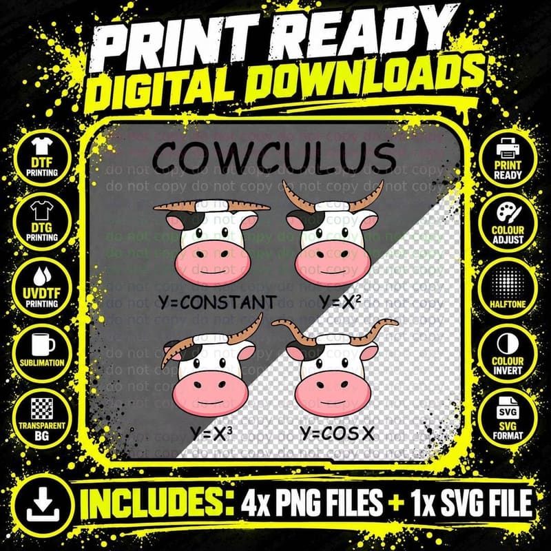 Cowculus Math Lovers Cow Calculus Math Teacher T-Shirt Png SVG Digital Bundle