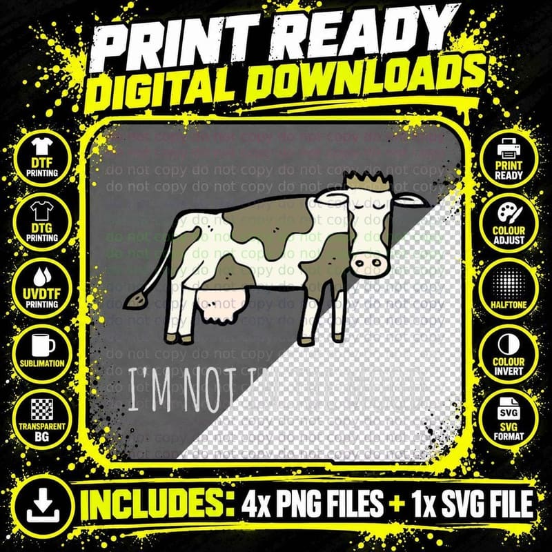 Cute Spotted Animal Pun Cow Print T-Shirt Png SVG Digital Bundle