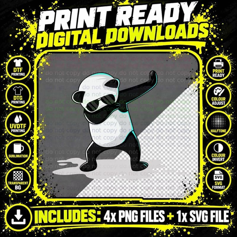 Dabbing Panda Hoodie - Funny Panda Dab Dance Png SVG Digital Bundle
