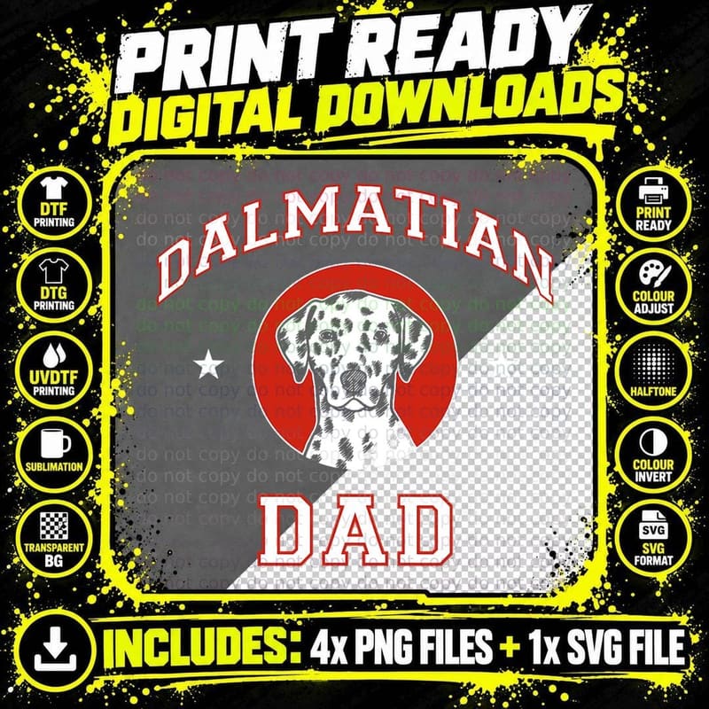 Dalmatian Dad Dog Father T-Shirt Png SVG Digital Bundle