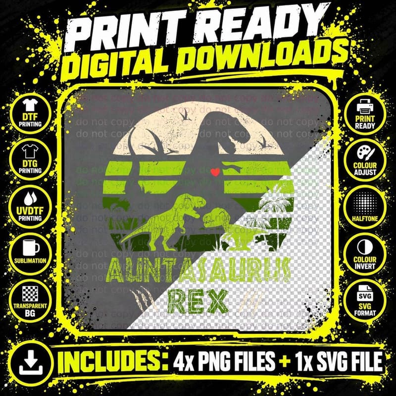 Dinosaur Shirt Auntasaurus Tshirt - Rex Lover Boy Family Png SVG Digital Bundle
