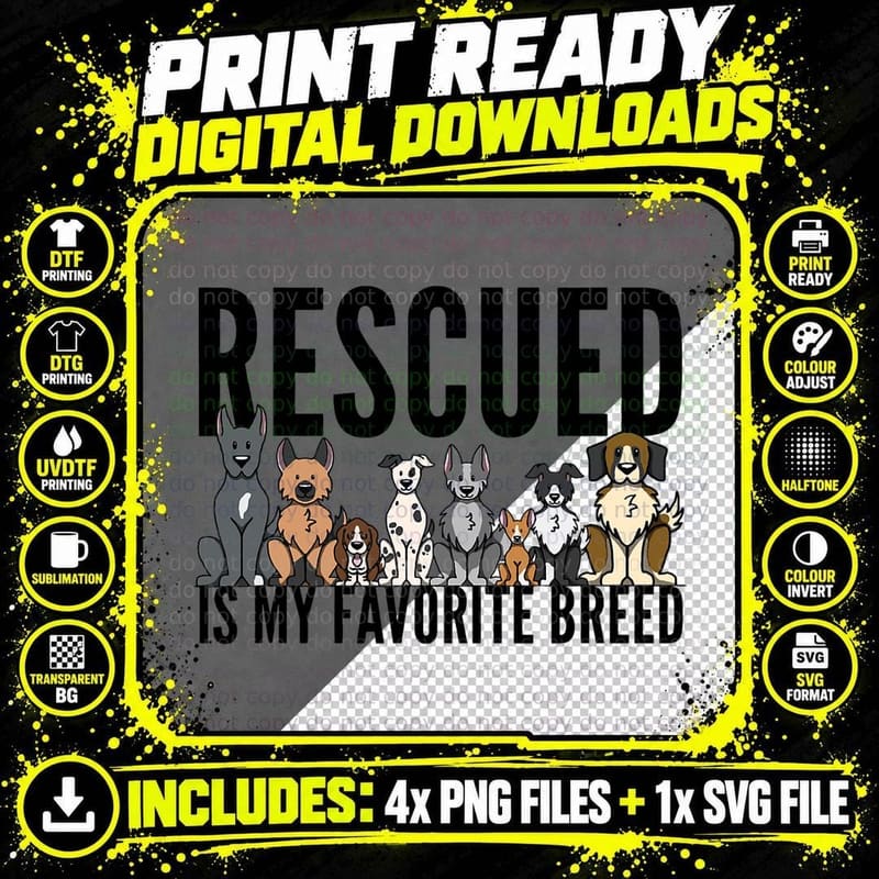 Dog Lovers for Women Men Kids - Rescue Dog T-Shirt Png SVG Digital Bundle