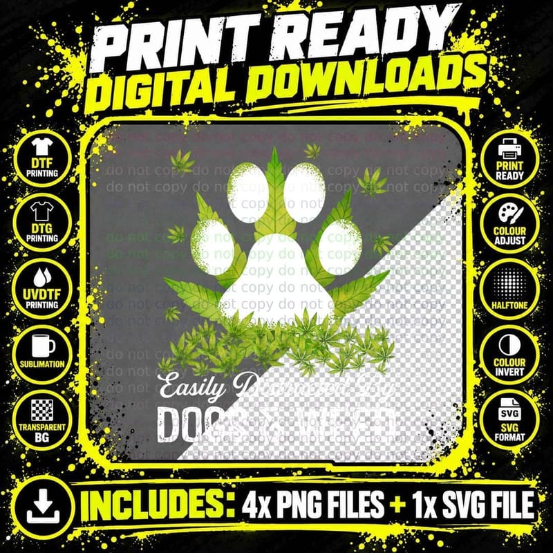 Dogs Weed Funny Puppy Dog Lover Cannabis Marijuana Leaf Png SVG Digital Bundle