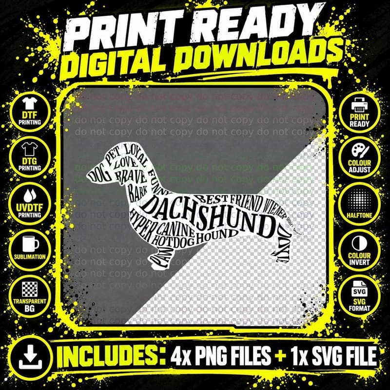 Doxie Dachshund Wiener Dog Daschund Mom Dad Png SVG Digital Bundle