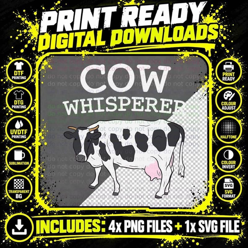 Farmer Cows Funny Cow Whisperer T-Shirt Png SVG Digital Bundle