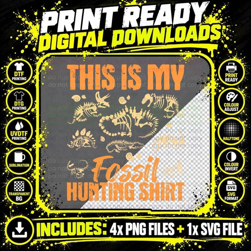 Fossil Hunting - Dinosaur Bones Paleontologist Png SVG Digital Bundle