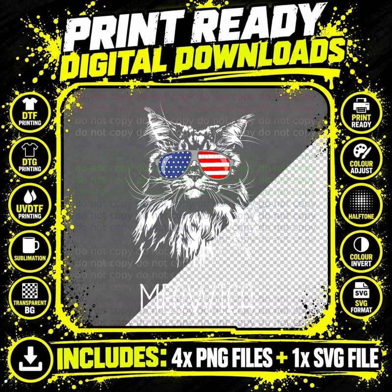 Funny Maine Coon Cat Meowica Cat Funny Cat Maine Coon Png SVG Digital Bundle
