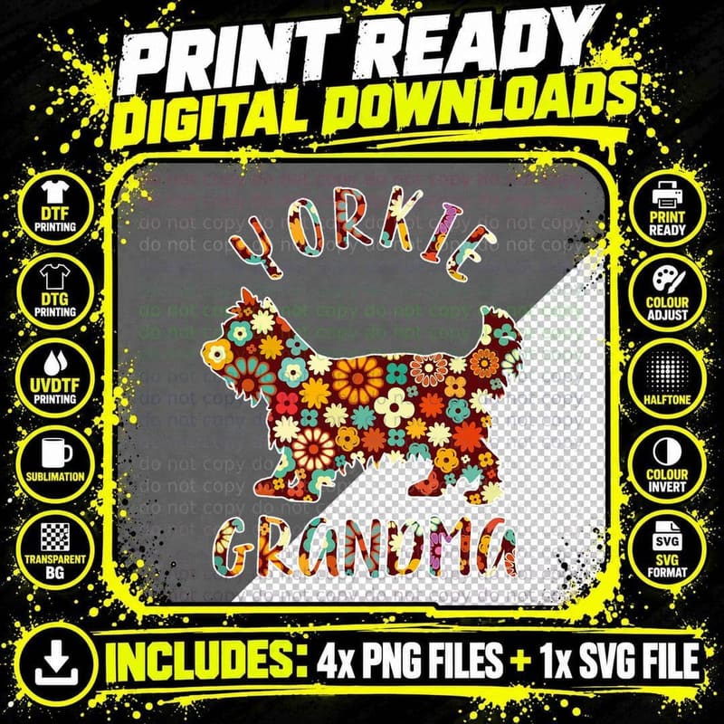 Funny Yorkshire Terrier Owner Yorkie Grandma Dog Grandma Png SVG Digital Bundle