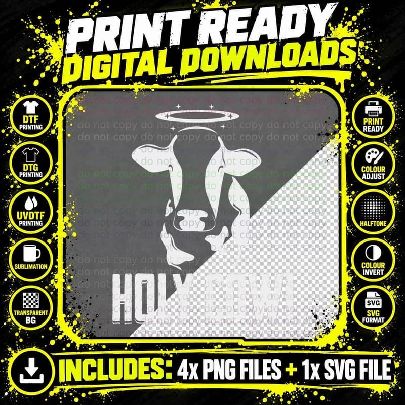 Holy Cow Graphic Livestock, Cow Lover Png SVG Digital Bundle