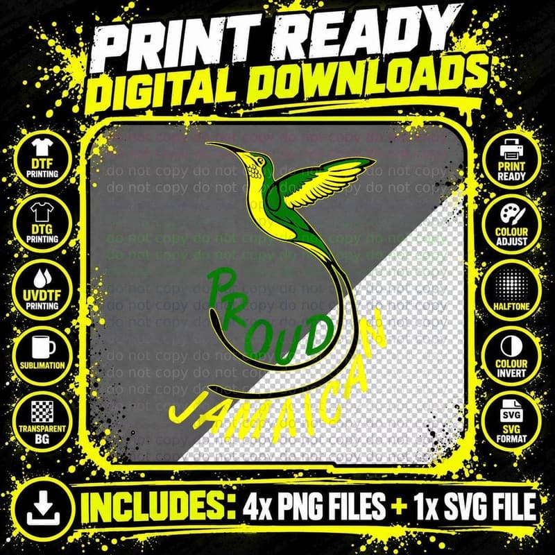 Jamaica Shirt Proud Jamaican Doctor Bird Gift Men & Png SVG Digital Bundle