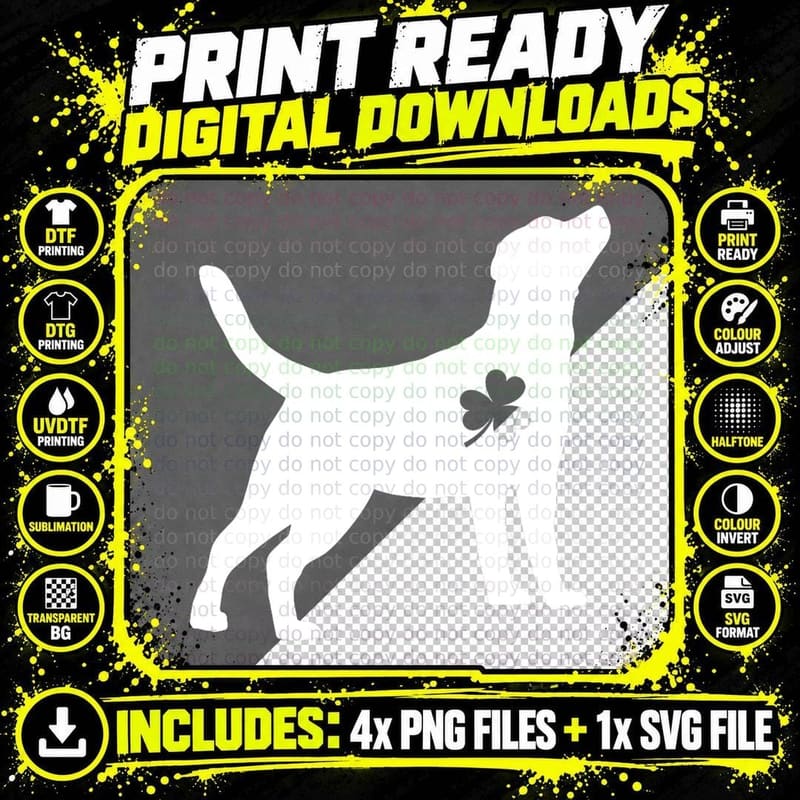 Labrador Irish St Patrick Day Shamrock Leprechaun Dog Png SVG Digital Bundle