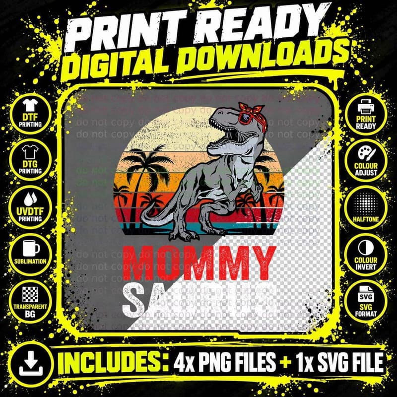 Mommysaurus Shirt Dinosaur Mommy Mama Saurus Mother's Png SVG Digital Bundle