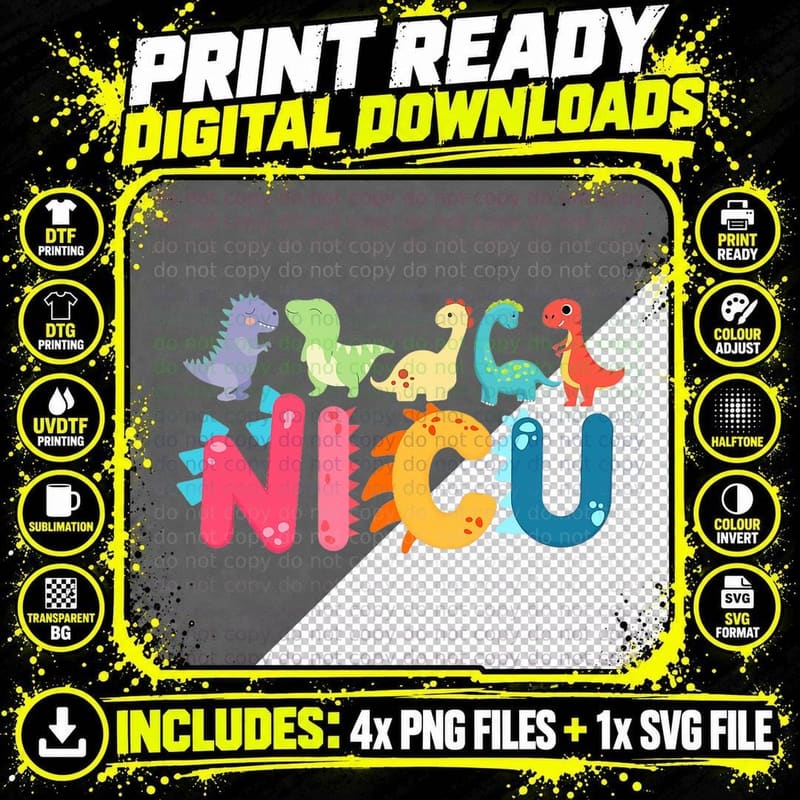NICU Nurse Dinosaur Neonatal Intensive Care Unit T-Shirt Png SVG Digital Bundle