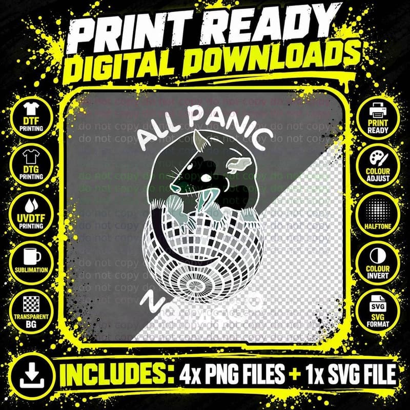Opossum All Panic No Disco Funny Screaming Street Trash Png SVG Digital Bundle