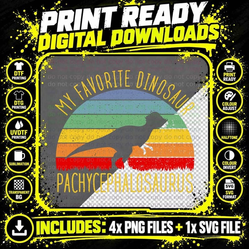 Pachycephalosaurus Is My Favorite Dinosaur - Dino Lover Png SVG Digital Bundle