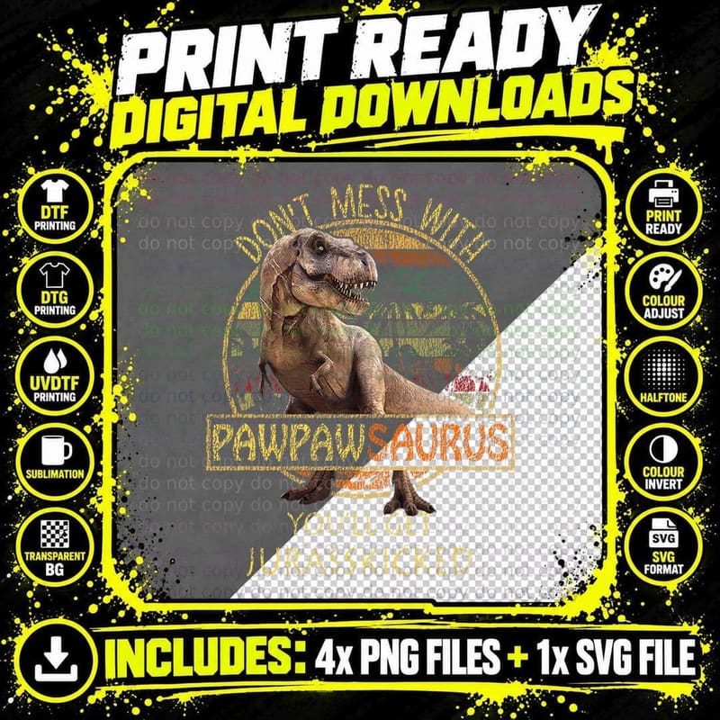 Pawpawsaurus T Rex Pawpaw Saurus Dinosaur Far T-Shirt Png SVG Digital Bundle